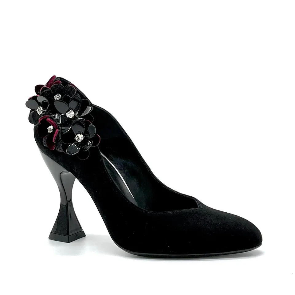 Elata 53521 escarpins daim noir talon 9,5 cm