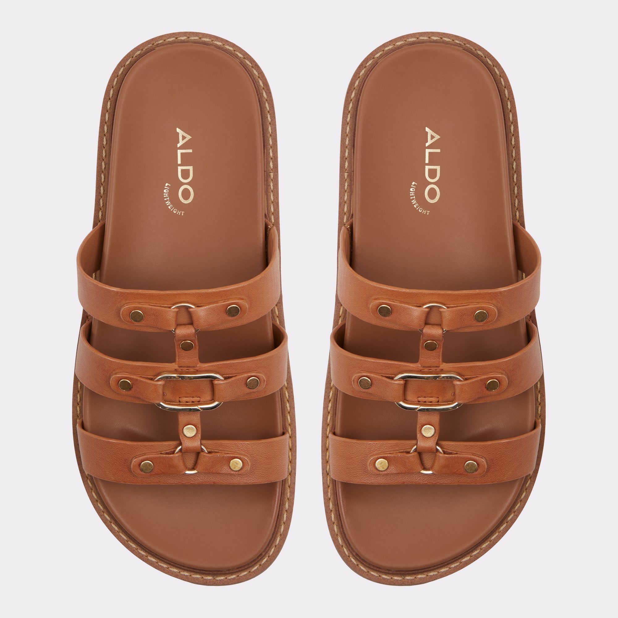 Aldo Mariesoleil sandales plates marron à brides