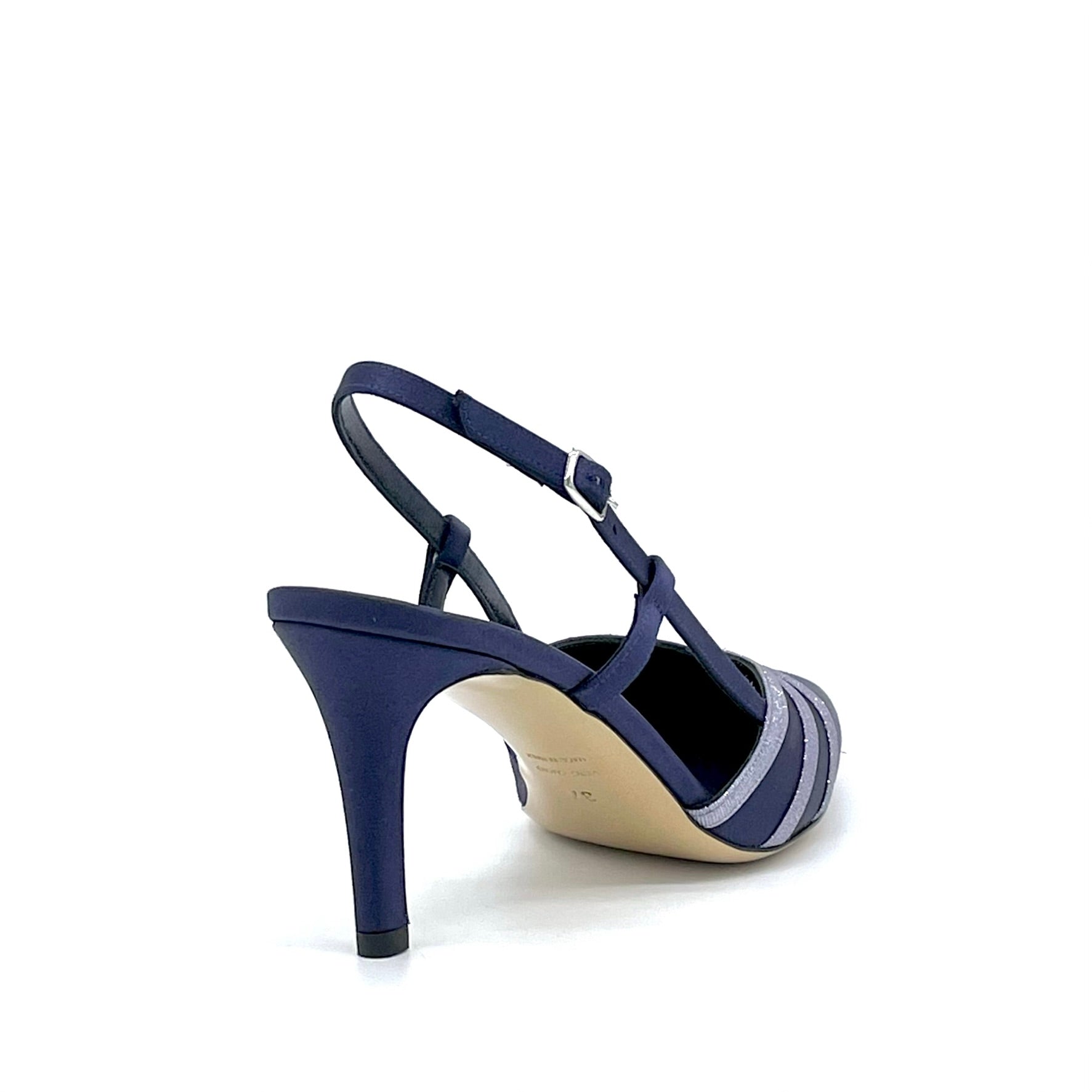 Slingback Elata 14143 satin bleu talon 7,5 cm