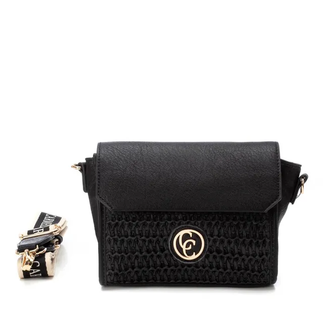Carmela 18613102 sac bandoulière rafia noir 19x22