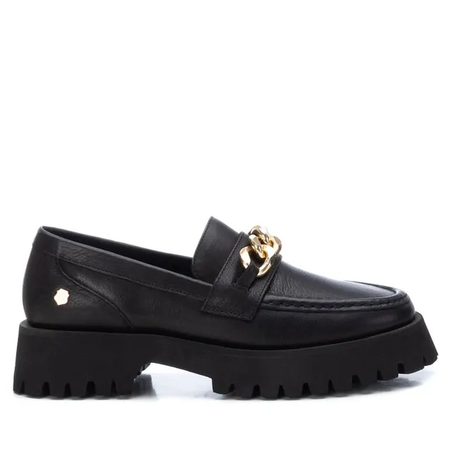 Carmela 16097505 mocassin cuir noir plat femme