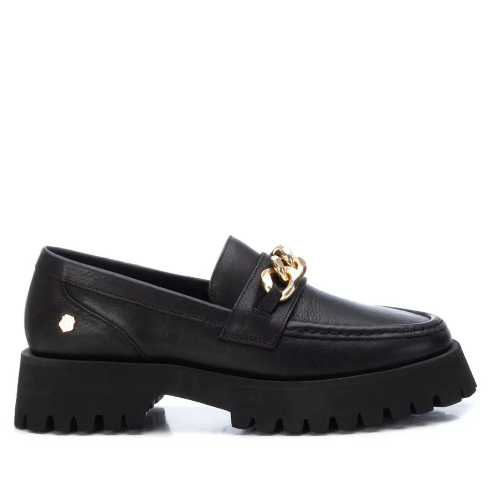 Carmela 16097505 mocassin cuir noir plat femme