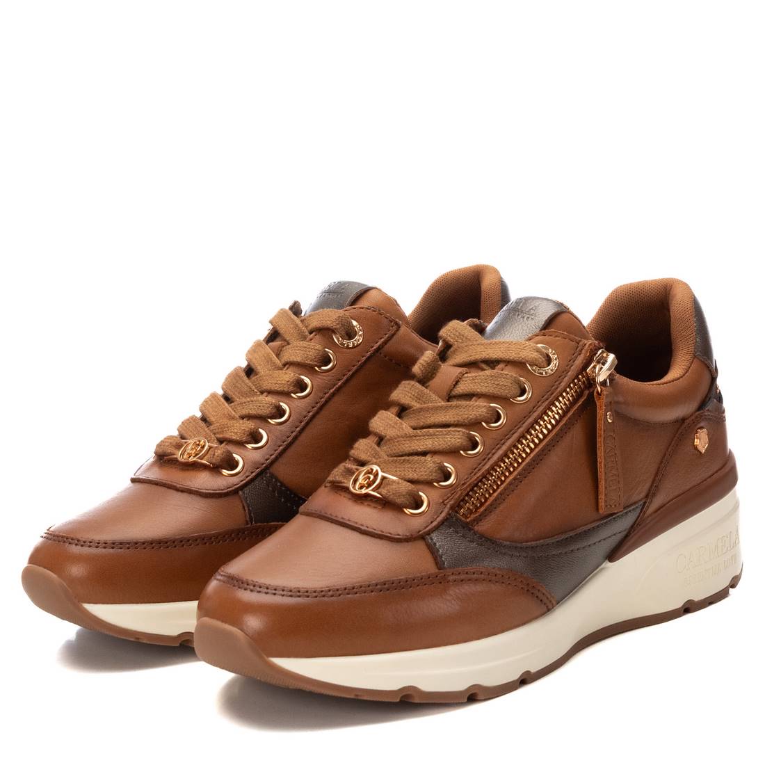 Carmela 16182502 baskets cuir marron zip