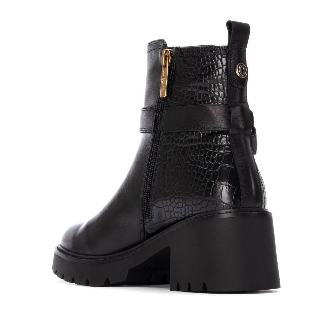 Carmela 16256502 bottines cuir noir croco