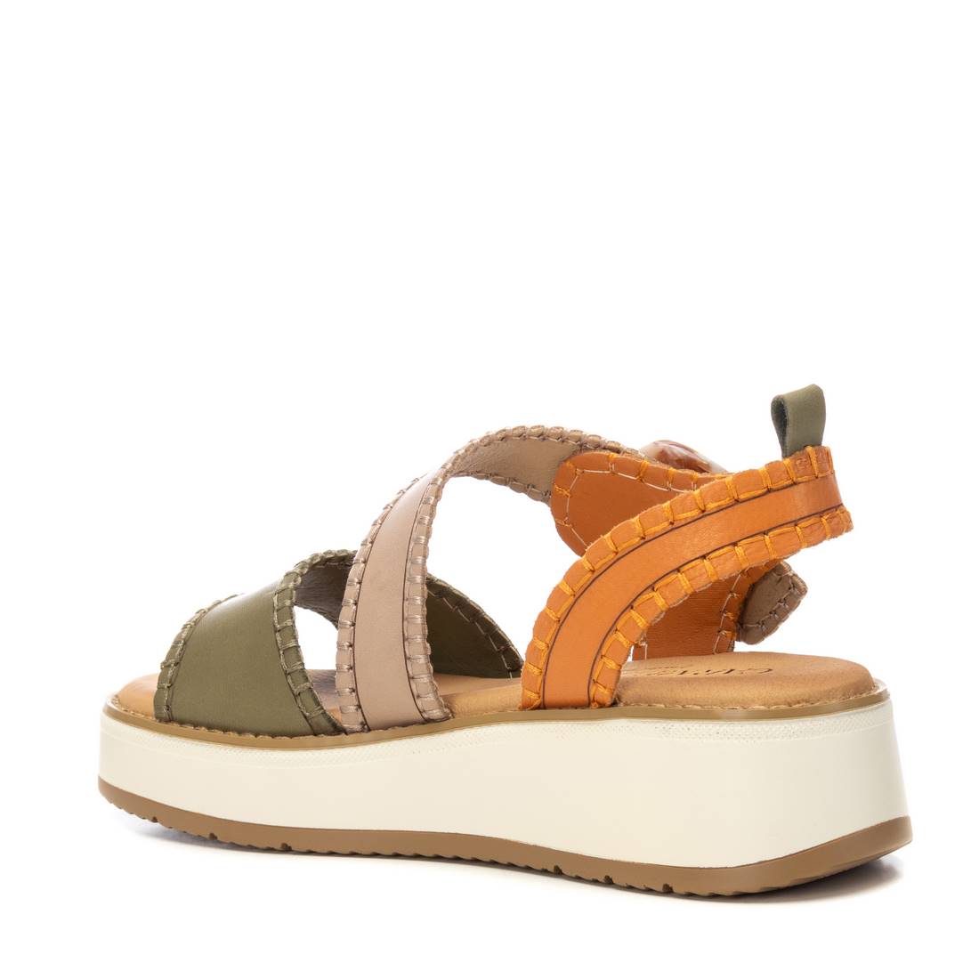 Carmela 16224703 sandales cuir kaki à talon compensé