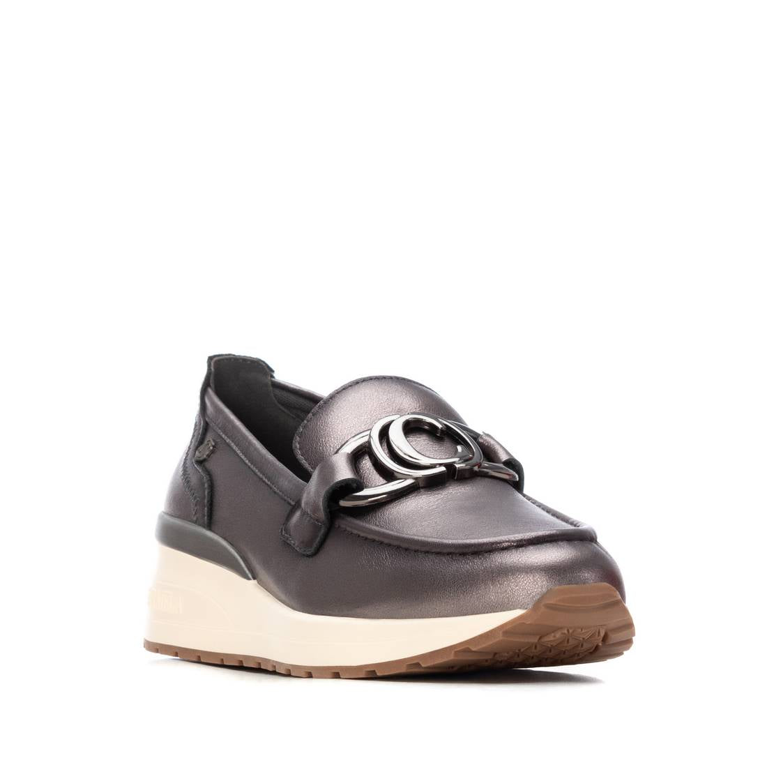 Carmela 16252302 mocassin cuir gris effet métallisé