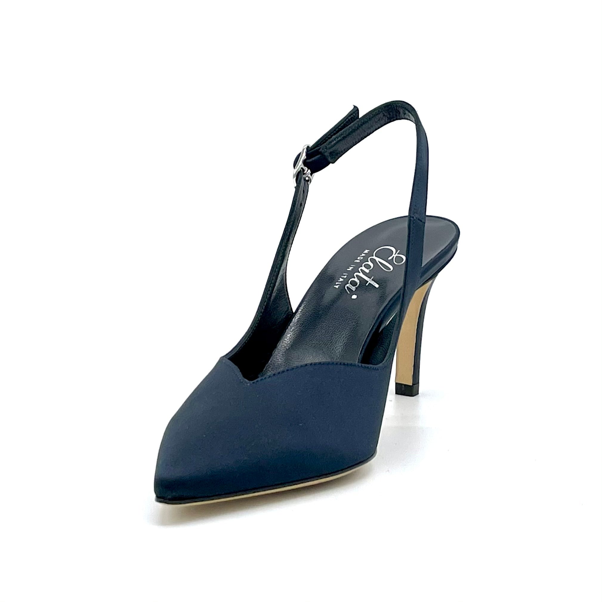 Elata 10150-2 slingback soie bleue cœur 7,5 cm