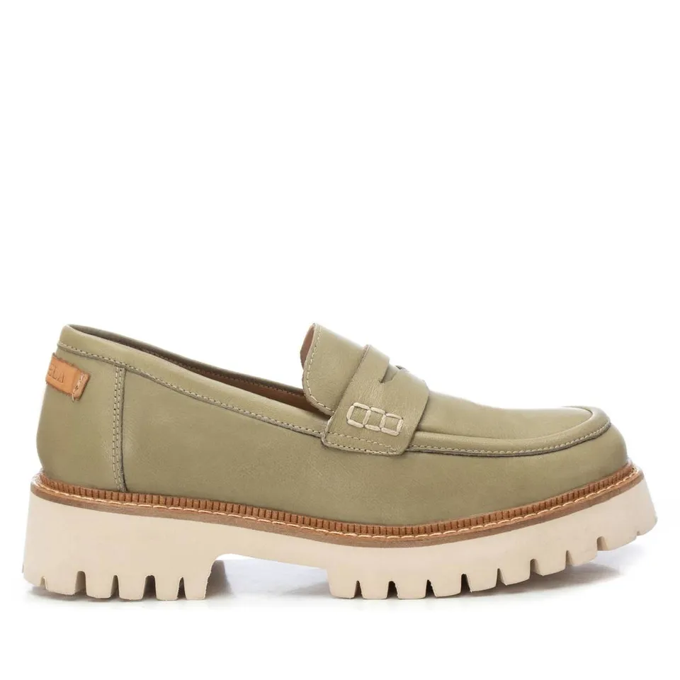 Carmela 16130903 mocassin cuir vert semelle dentée