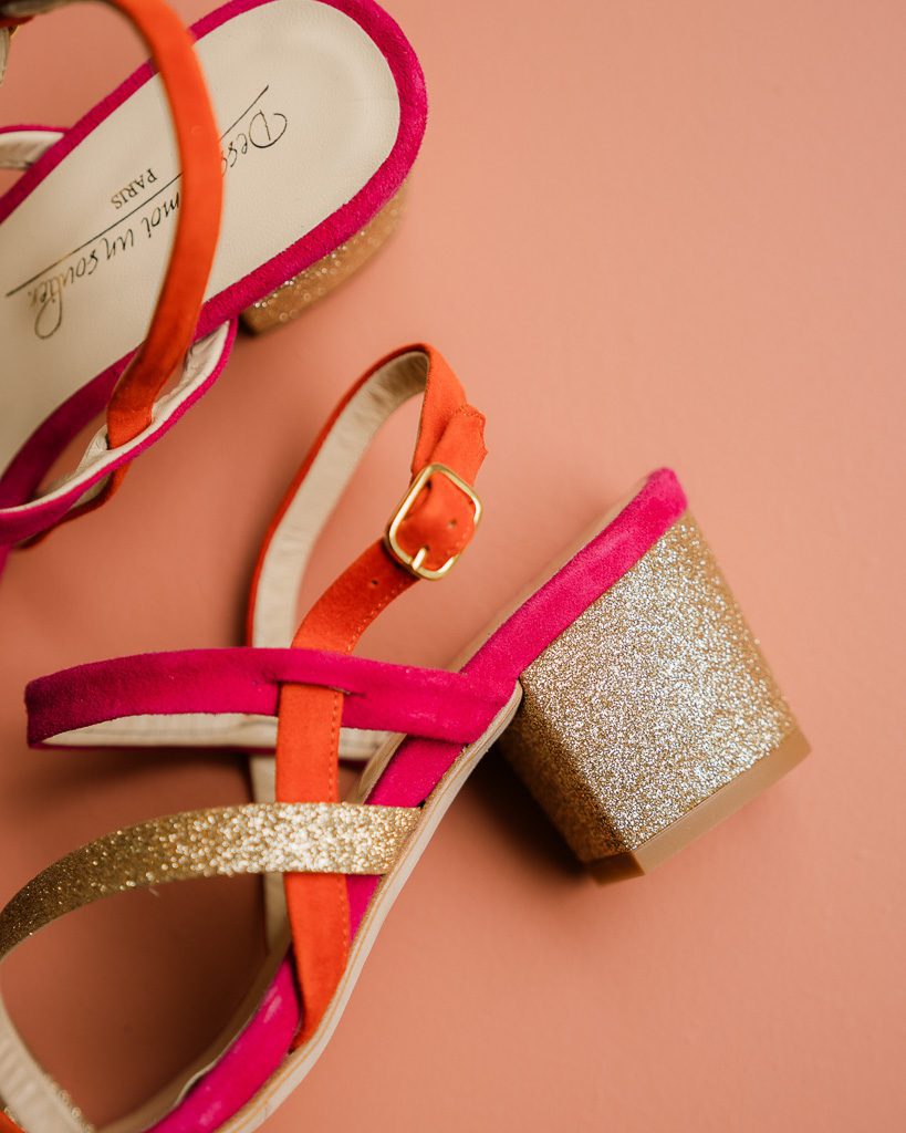 Dessine Moi Un Soulier Emma sandales velours rose fluo