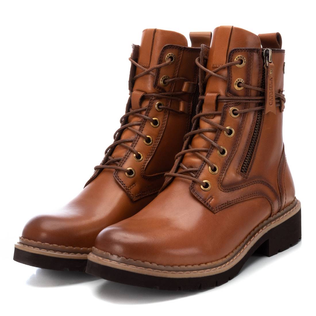 Carmela 16102802 bottines cuir marron plates lacets