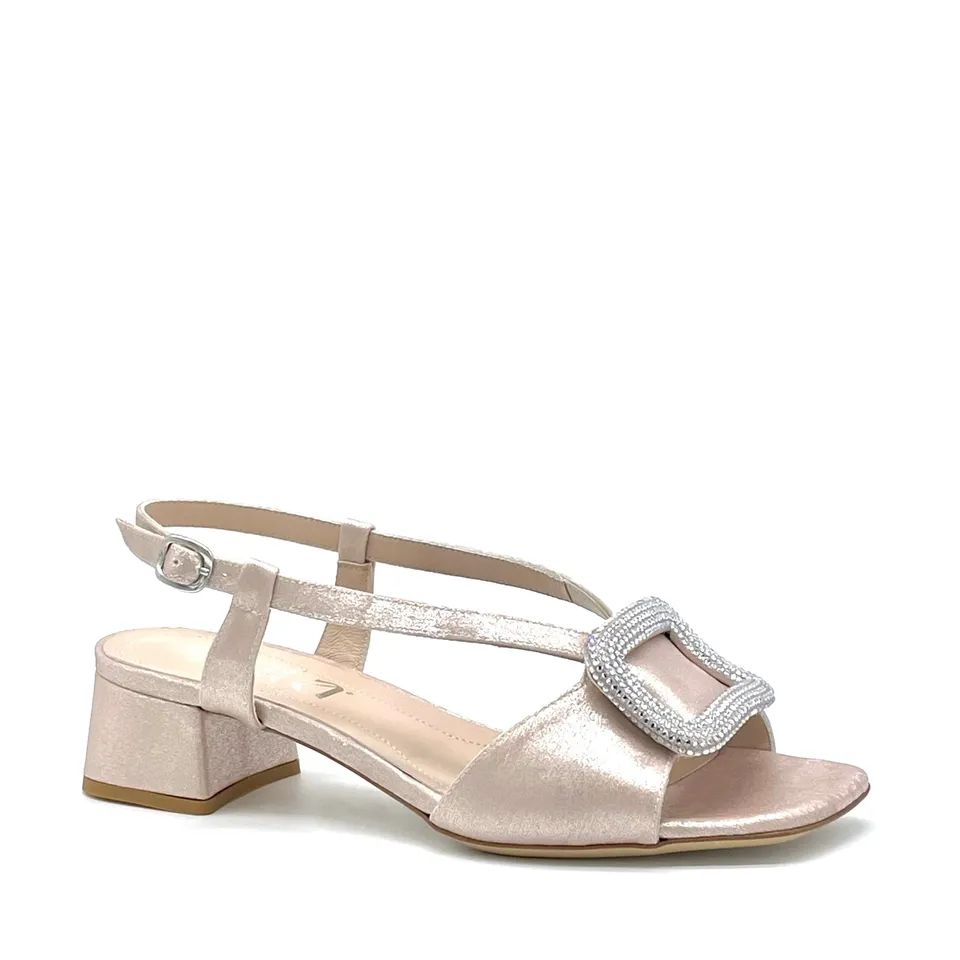 ELATA 15153 sandale satin nude boucle bijou talon 3,5 cm