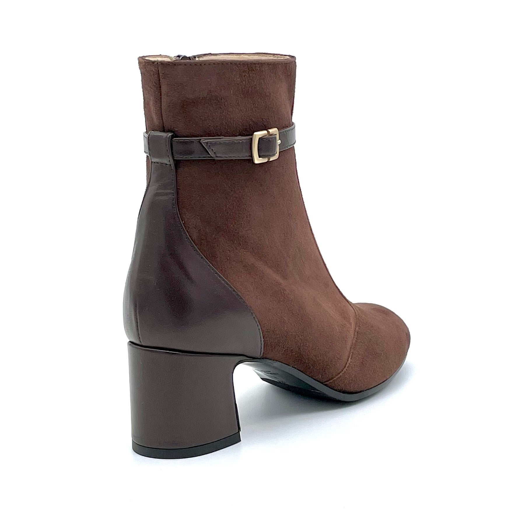 ELATA 52538 bottines suède marron boucle talon 5,5cm
