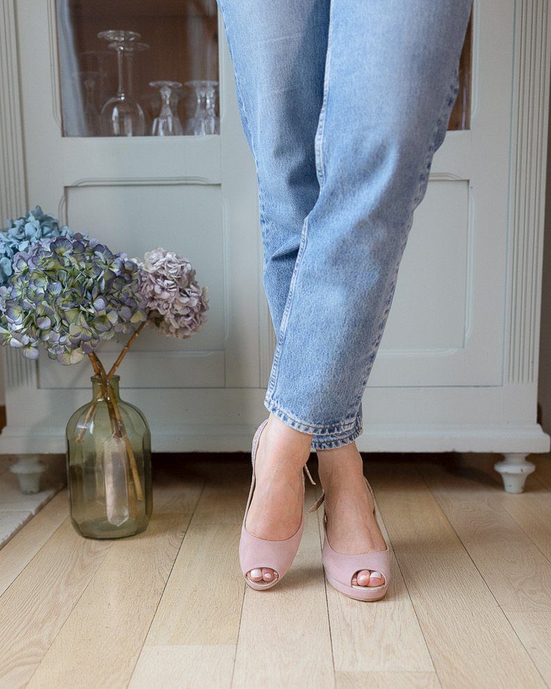 Dessine Moi Un Soulier escarpin ouvert velours rose dragée talon