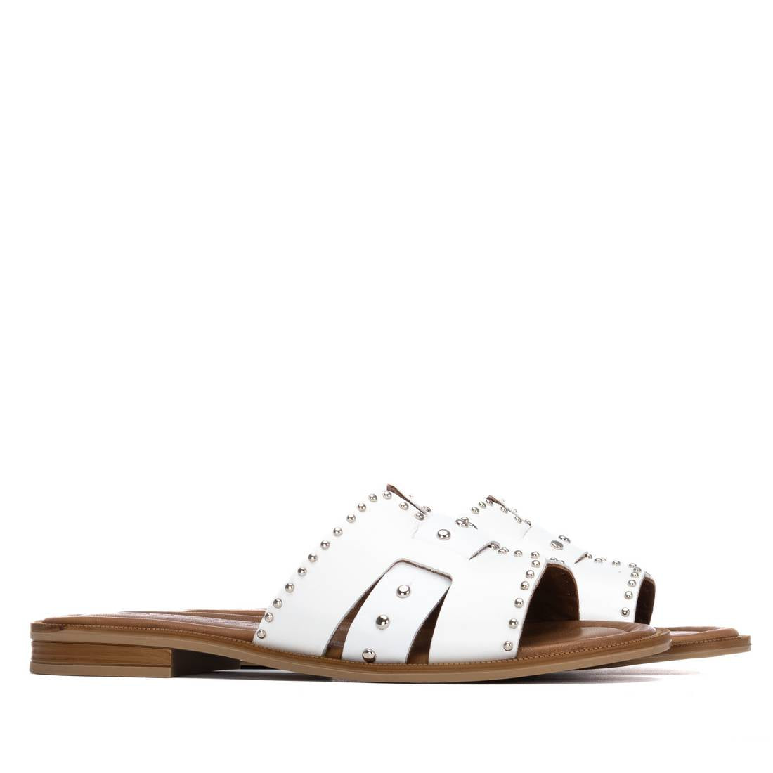 Carmela 16306003 sandales plates femme blanc cuir