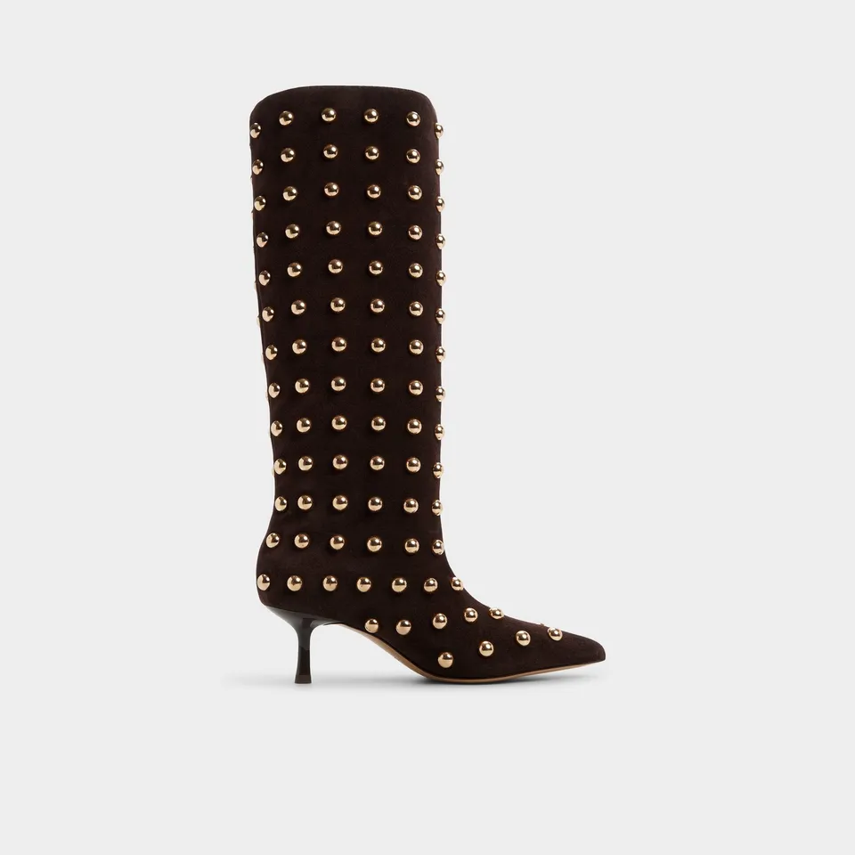 ALDO Selora bottes hautes marron clous dorés talon fin