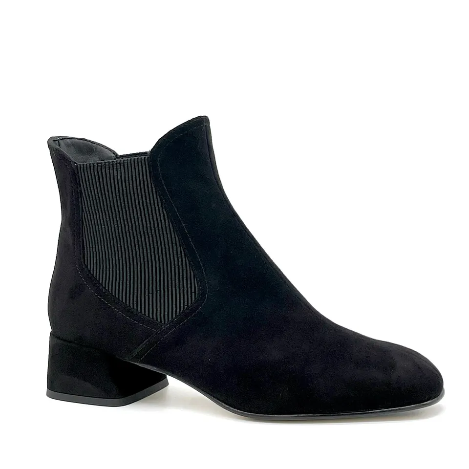 ELATA 55547 bottines chelsea daim noir talon 3,5 cm