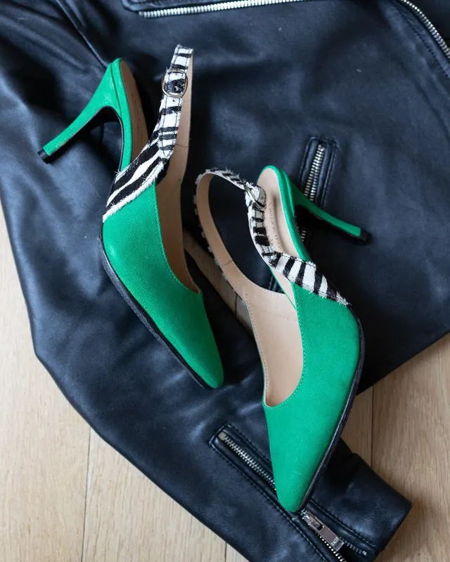 Dessine Moi Un Soulier escarpin vert émeraude cuir