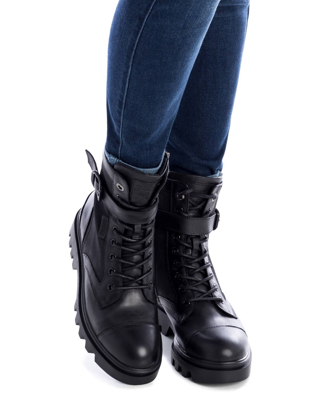 Carmela 16020301 bottine femme cuir noir militaire