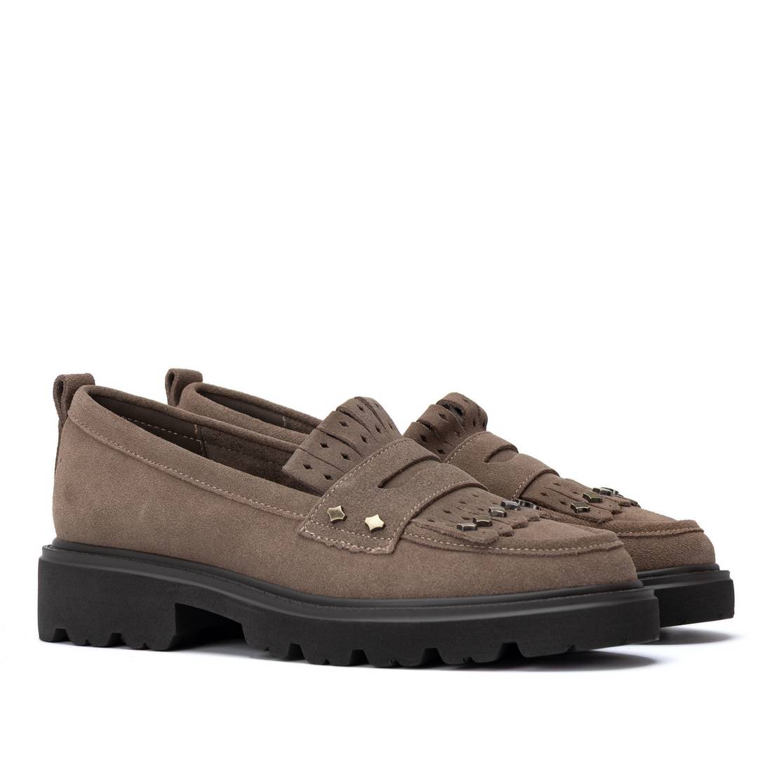 Carmela 16431104 mocassins femme taupe cuir petit talon