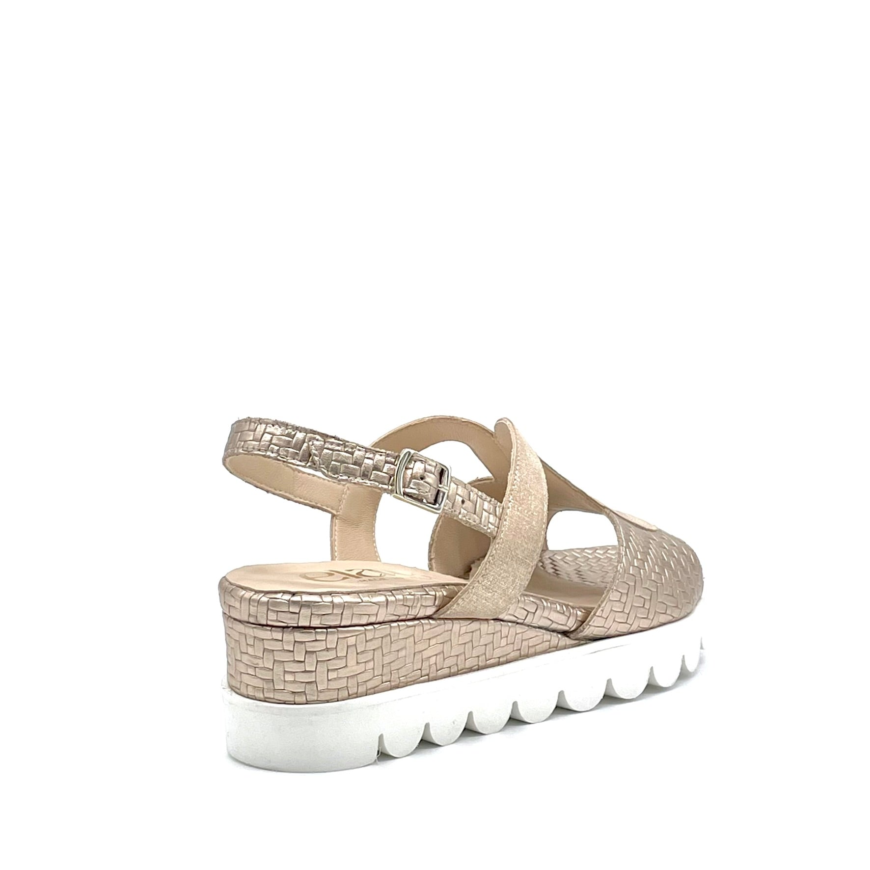 ELATA 26203 sandales compensées tressé champagne 5 cm