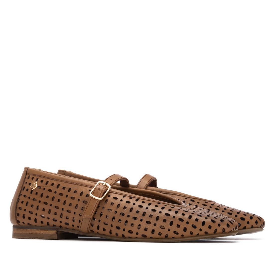 Carmela 16304801 ballerines cuir camel boucle