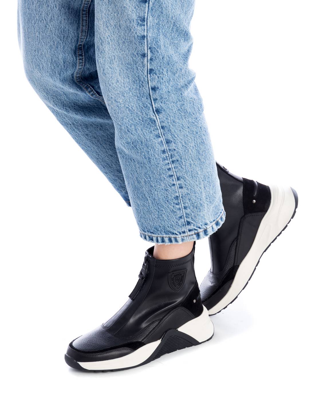 Carmela 16018001 basket montante noire cuir élastique