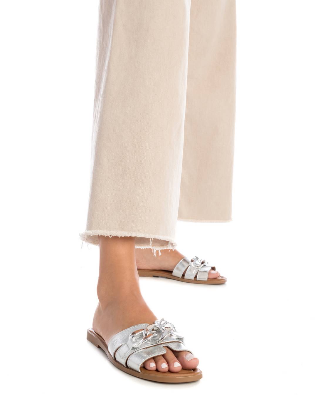 Carmela 16156902 sandale cuir argent plate