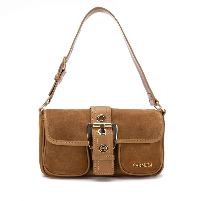 Carmela 18619502 sac épaule suède camel 20x25 cm