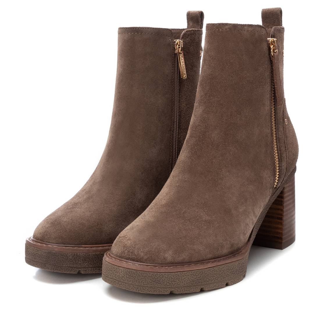 Carmela 16185803 bottines daim marron talon large