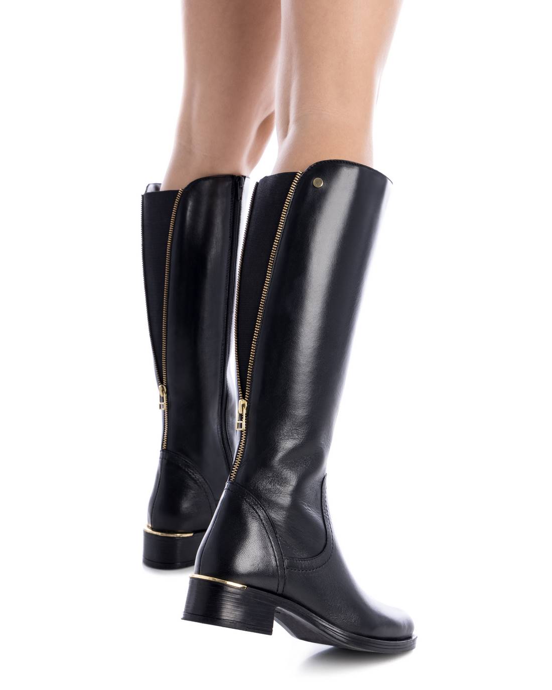 Carmela 16201801 bottes femme noires cuir talon bas