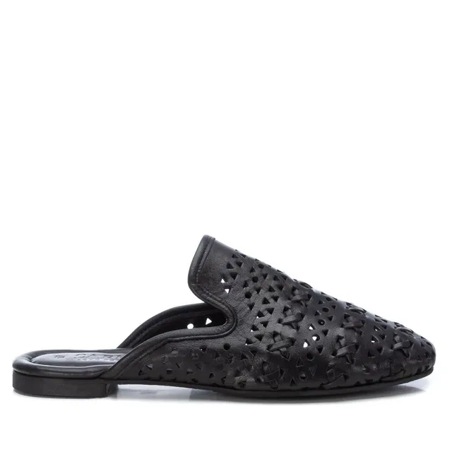 Carmela 16073402 sabots cuir noir ajouré plat