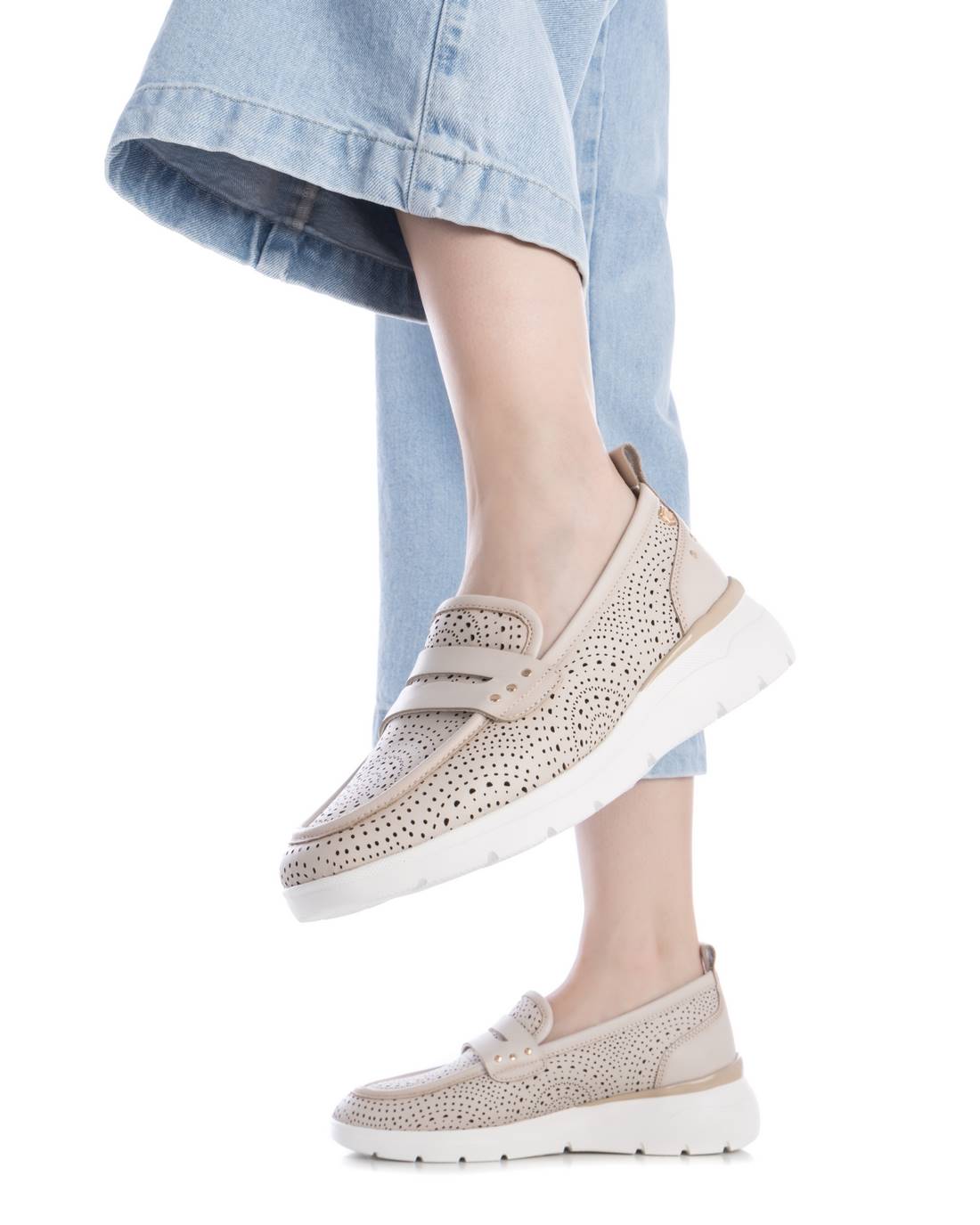 Carmela 16227502 mocassin cuir beige semelle épaisse