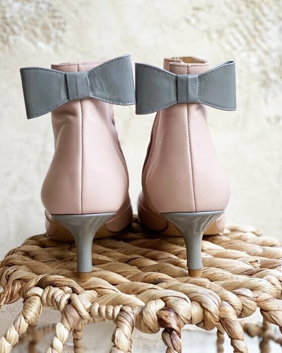 Dessine Moi Un Soulier bottine cuir beige rosé vernis gris 36,5 talon