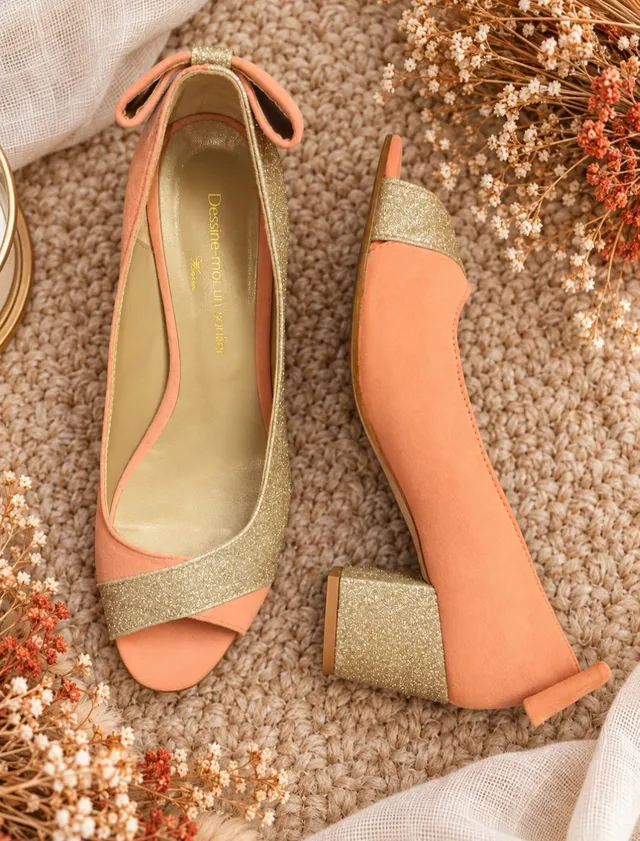 Dessine Moi Un Soulier escarpin brides velours corail 40