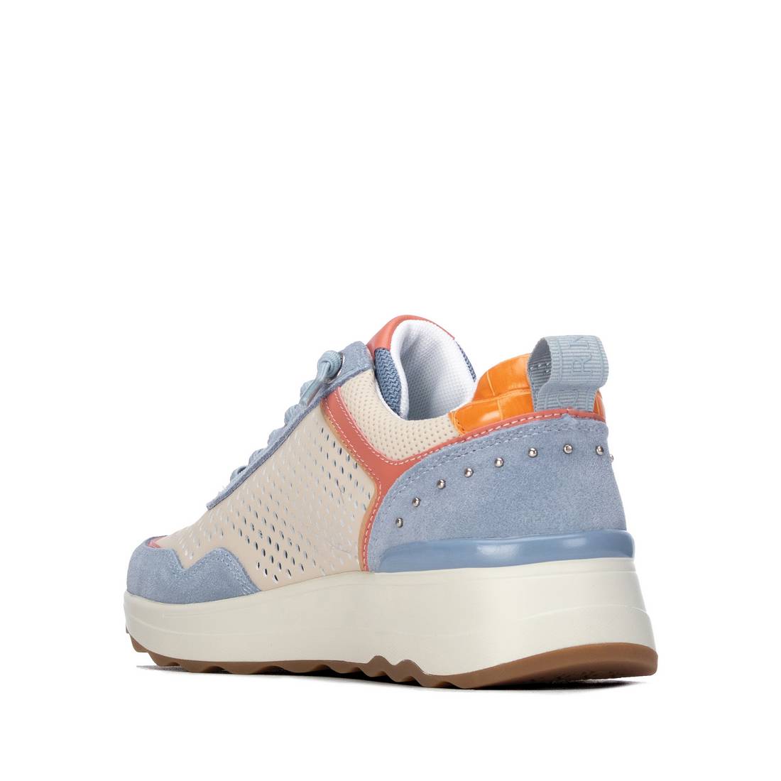 Carmela 16309806 basket compensee bleue cuir ajouree