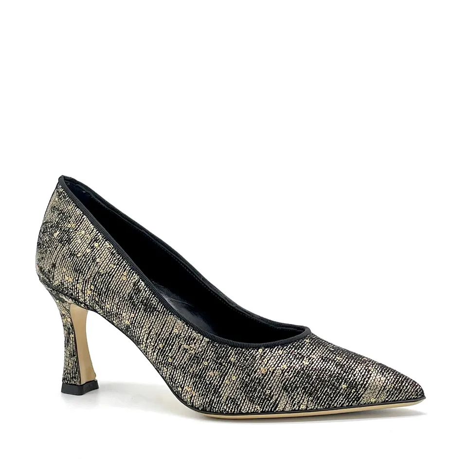 Elata 56501 escarpins doré paillettes talon 7,5 cm