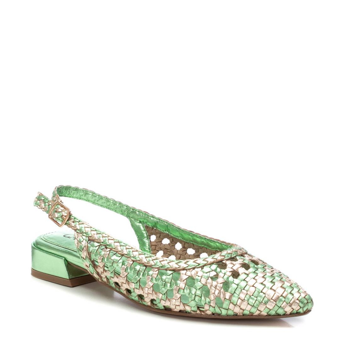 Carmela 16218304 ballerines vert cuir tressé