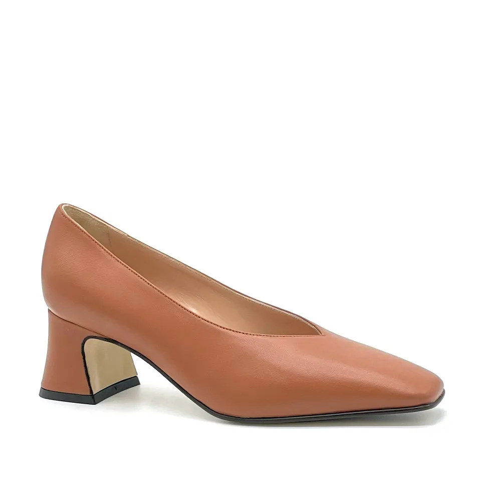 ELATA 53506 escarpins cuir caramel talon 5,5 cm