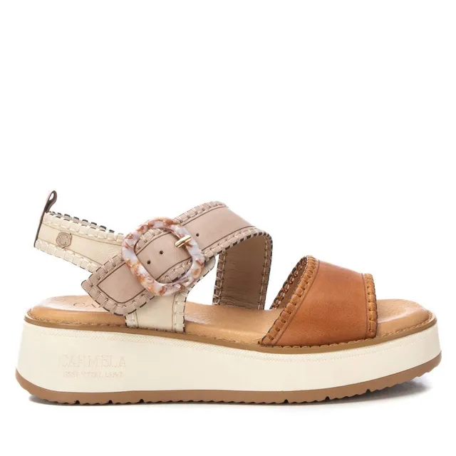 Carmela 16224701 sandale femme camel cuir compensée
