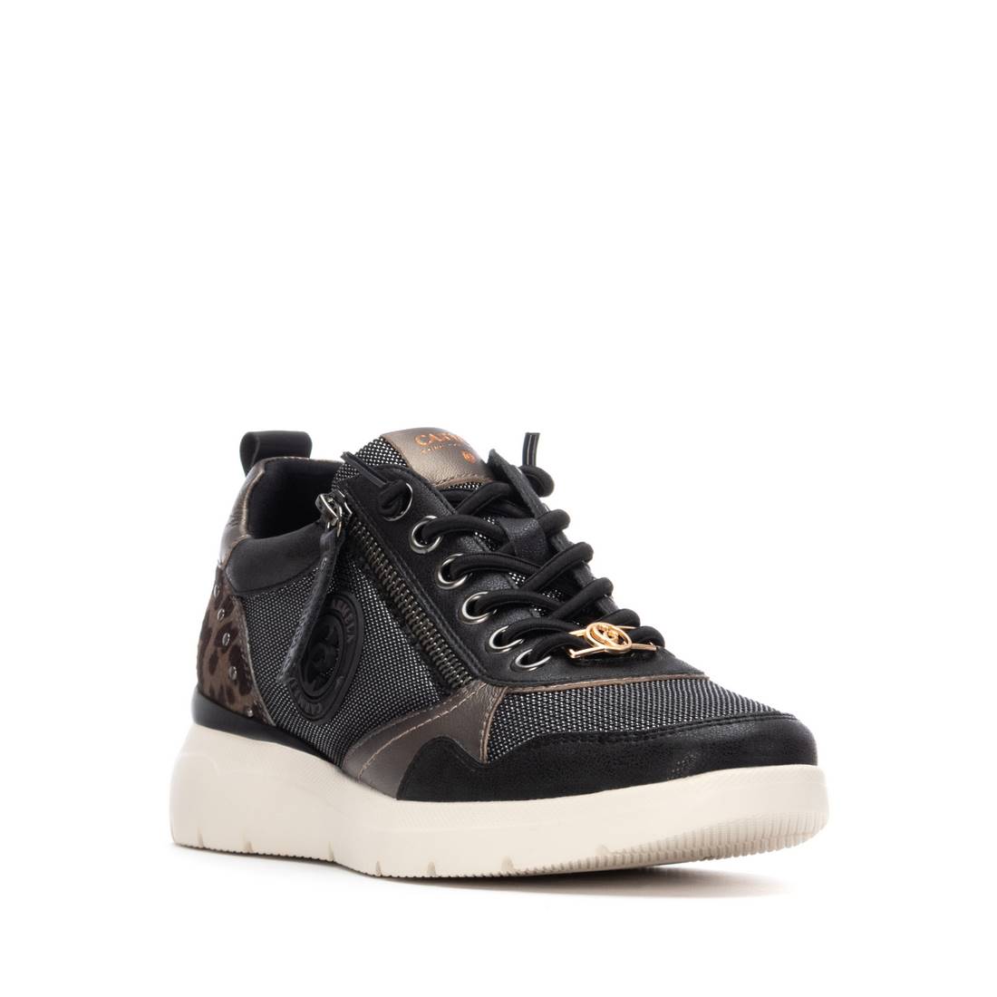 Carmela 16251303 baskets cuir noir zip et lacets