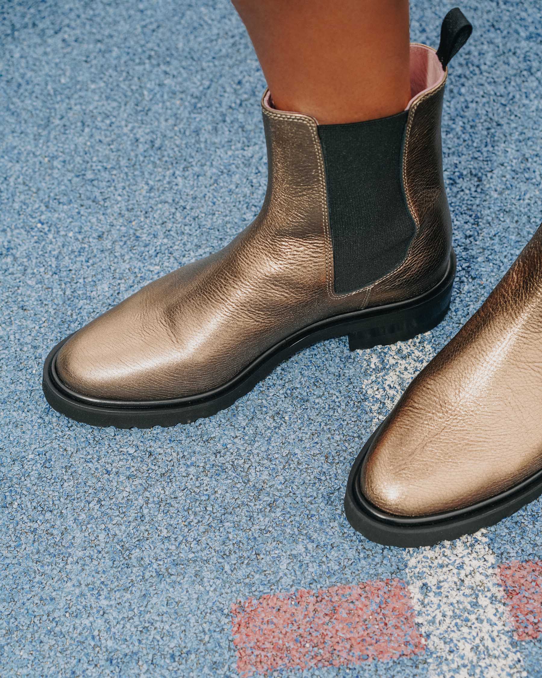 Coralie Masson Garance chelsea boots cuir bronze talon 5 cm