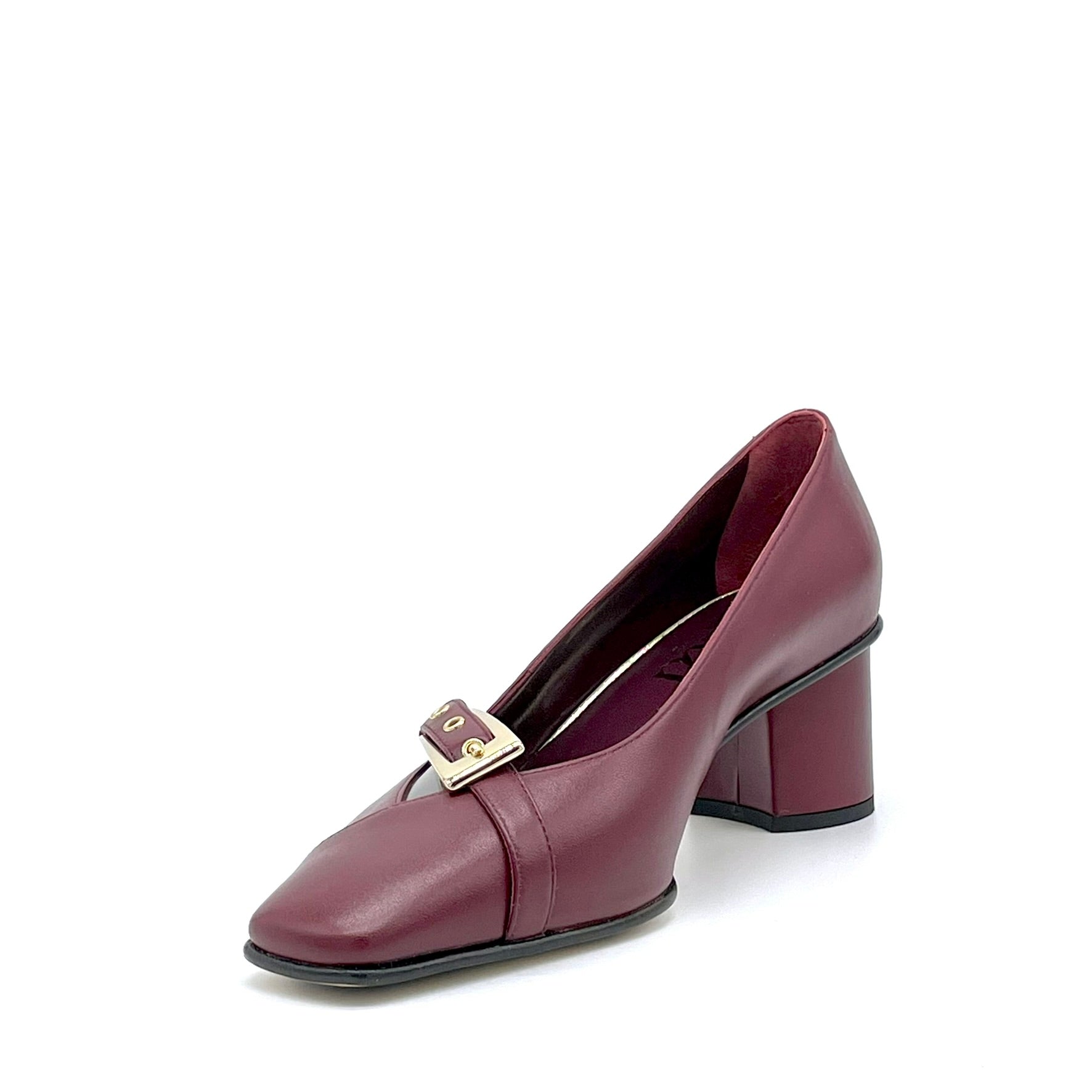 Elata 55517 escarpins cuir bordeaux boucle dorée