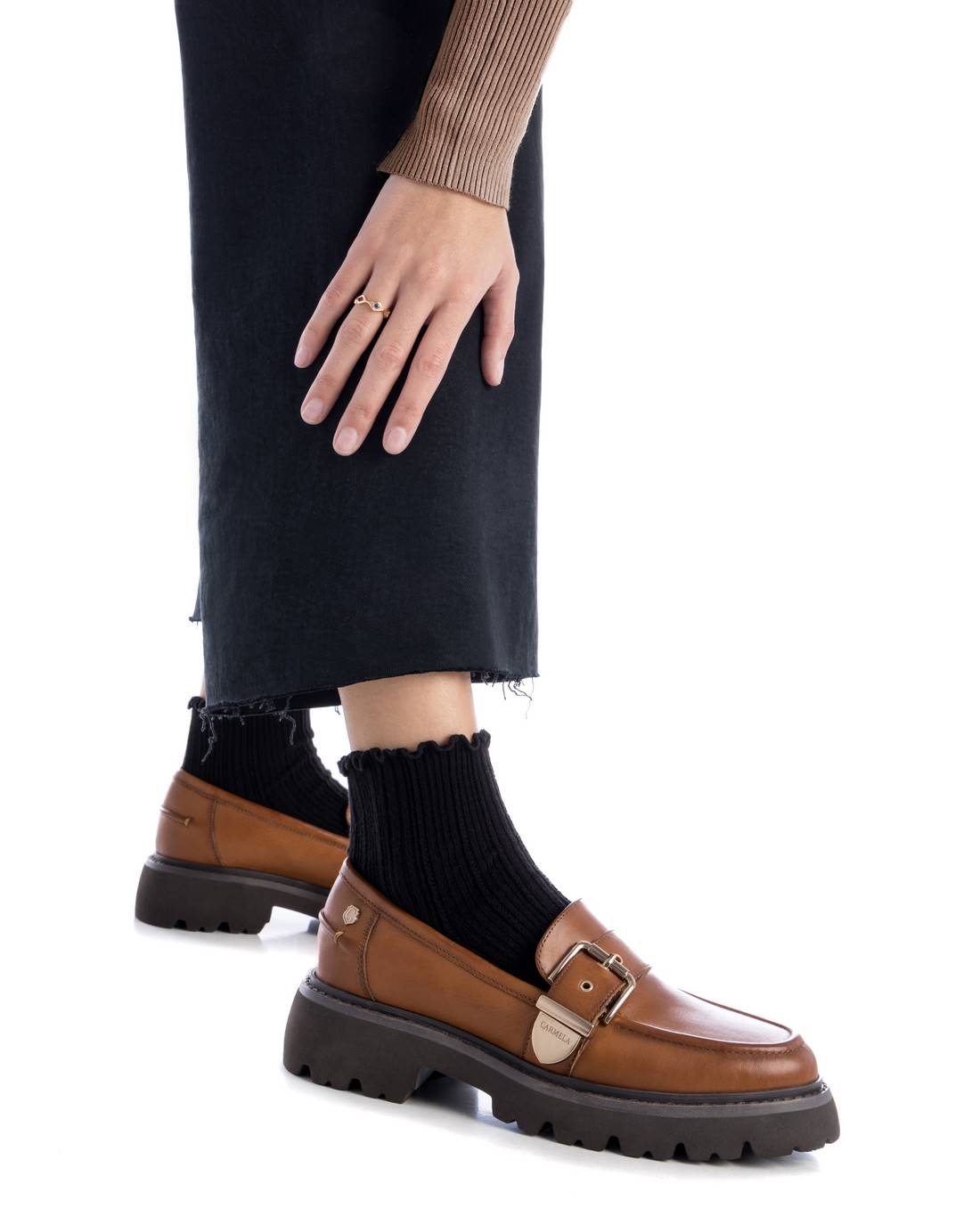 Carmela 16190702 mocassins cuir marron semelle épaisse