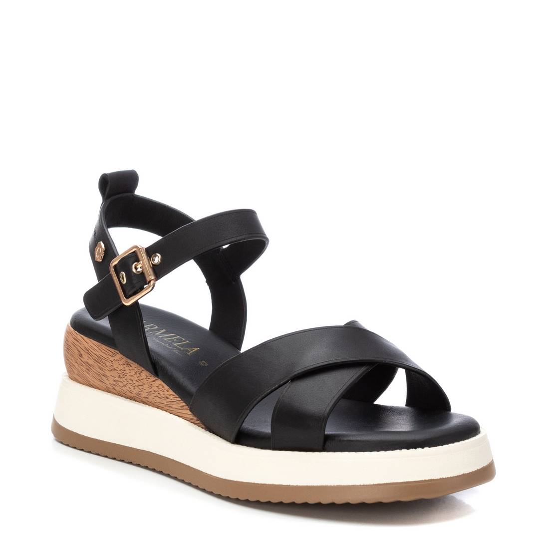 Carmela 16138904 sandale compensée femme cuir noir