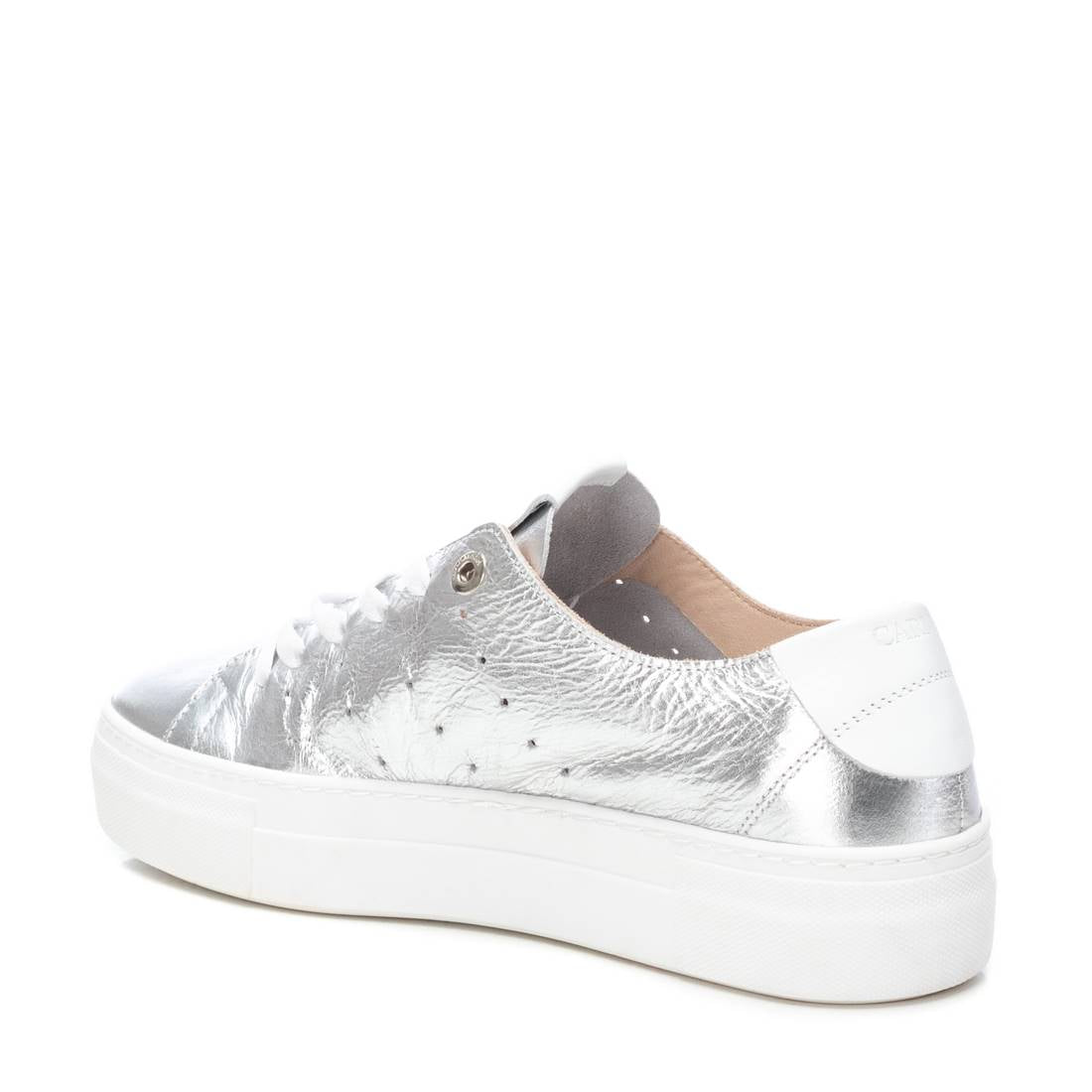 Carmela 16133704 basket cuir argenté lacets