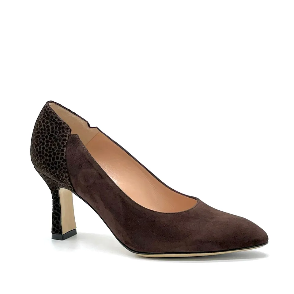 ELATA 53535 escarpin suède marron talon 7,5 cm