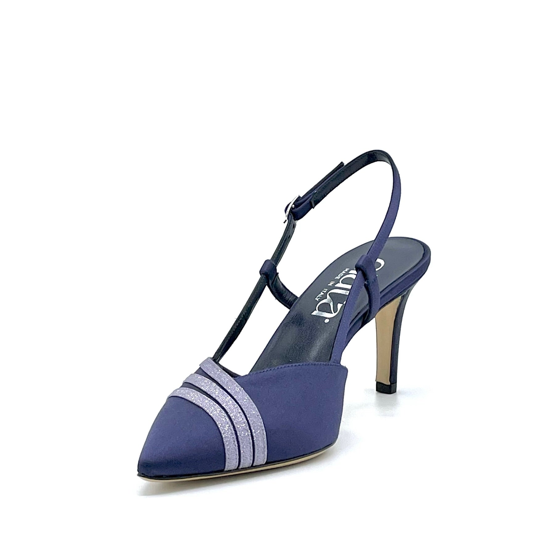 Slingback Elata 14143 satin bleu talon 7,5 cm