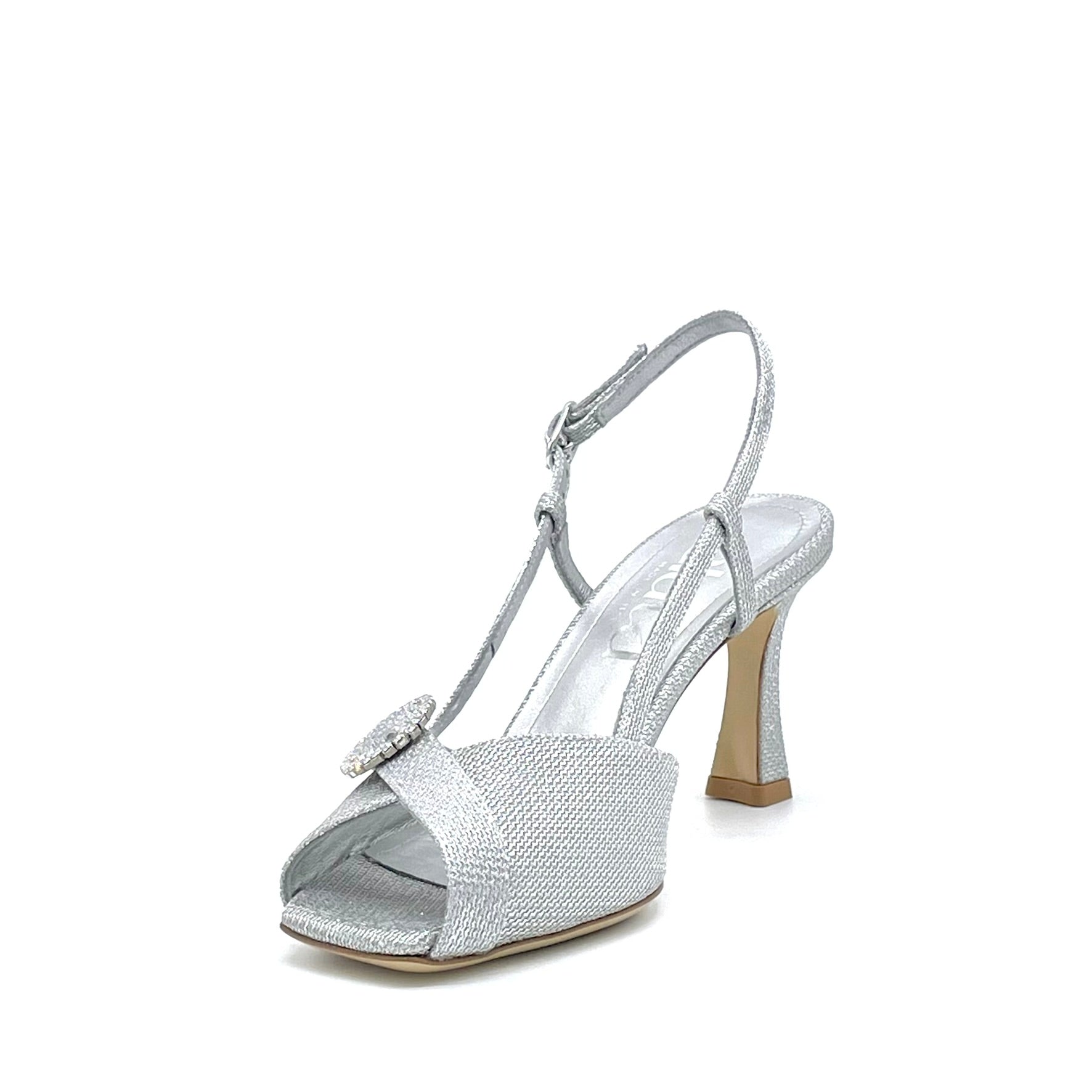 Elata 16112 sandales argent boucle bijou talon 7,5 cm