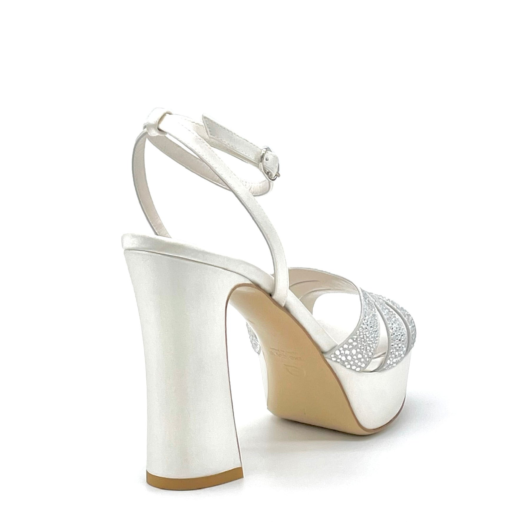 Elata S2303 sandales mariée soie blanche strass talon 11 cm