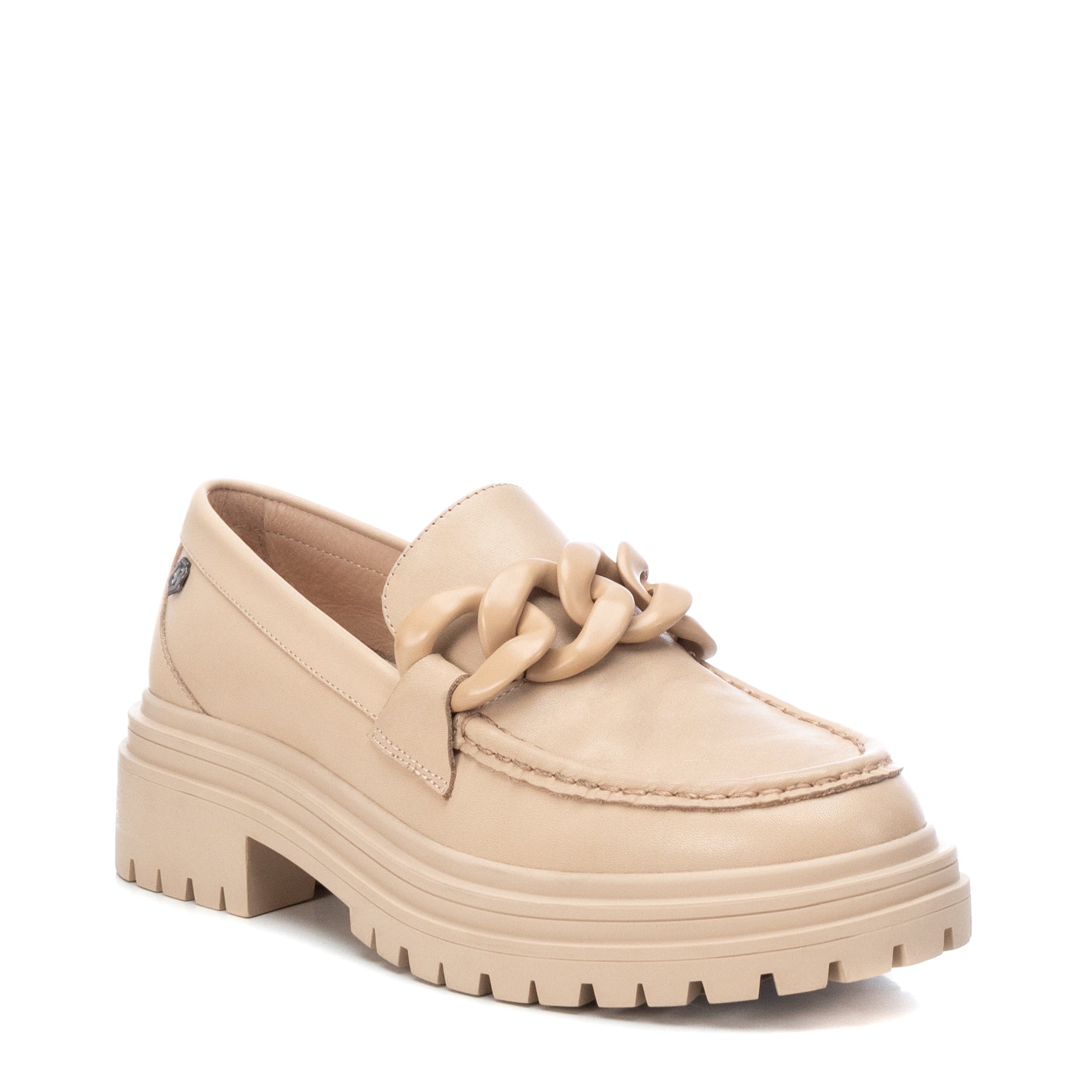 Carmela 16025701 mocassin cuir marron chaîne plat